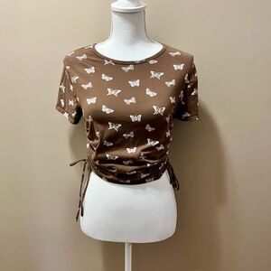 Hollister Side Cinch Butterfly Baby Tee Size Large